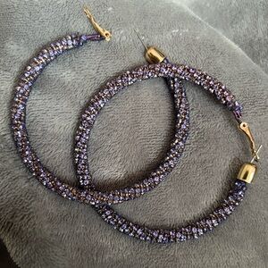 Forever21 Purple Rhinestone Hoop Earrings